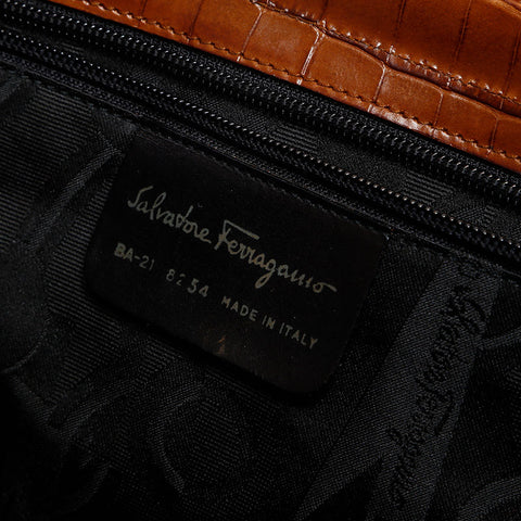Salvatore Ferragamo Vara embossed leather Tote Bag Brown WS13585