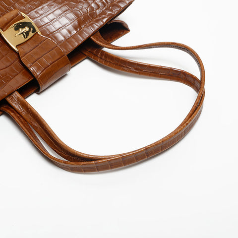 Salvatore Ferragamo Vara embossed leather Tote Bag Brown WS13585