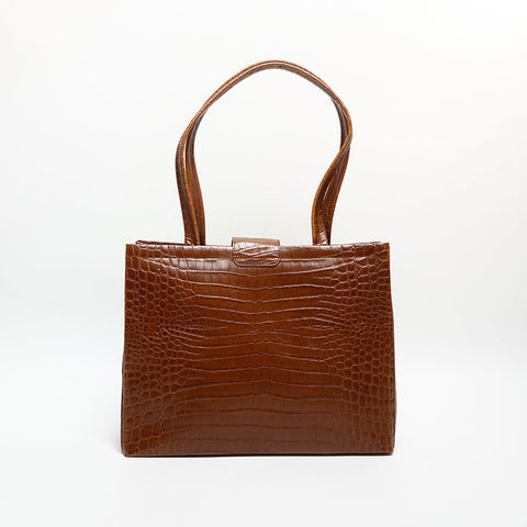 Salvatore Ferragamo Vara embossed leather Tote Bag Brown WS13585