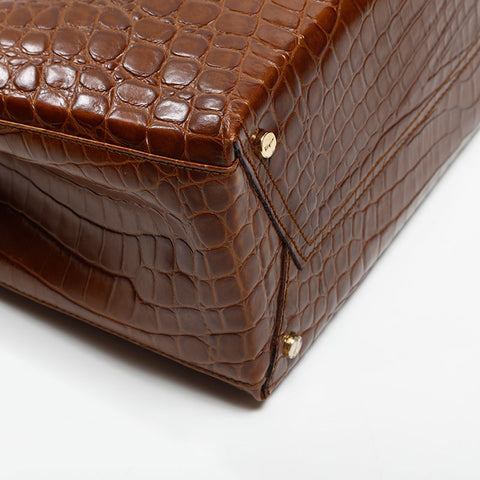 Salvatore Ferragamo Vara embossed leather Tote Bag Brown WS13585