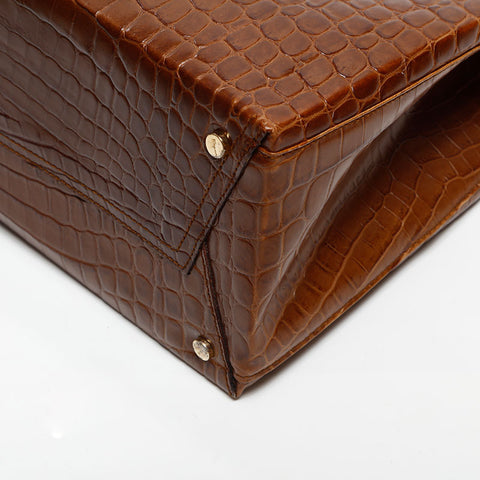 Salvatore Ferragamo Vara embossed leather Tote Bag Brown WS13585