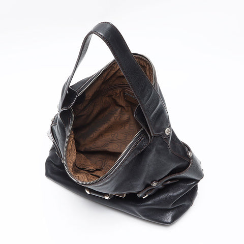 サルヴァトーレフェラガモ Salvatore Ferragamo ガンチーニ レザー ショルダーバッグ ブラック WS13590