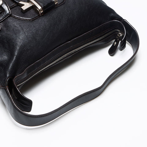 サルヴァトーレフェラガモ Salvatore Ferragamo ガンチーニ レザー ショルダーバッグ ブラック WS13590