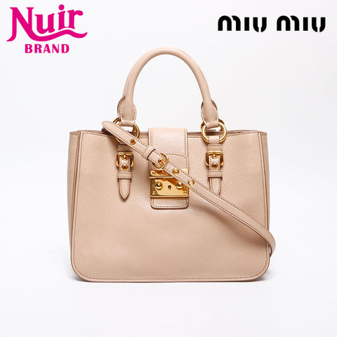 Miu Miu Madras Leather 2way Handbag pink WS13591