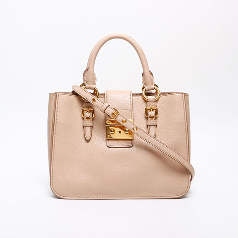 Miu Miu Madras Leather 2way Handbag pink WS13591