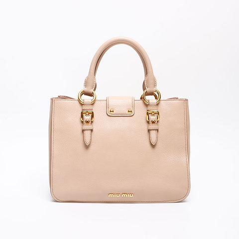 Miu Miu Madras Leather 2way Handbag pink WS13591