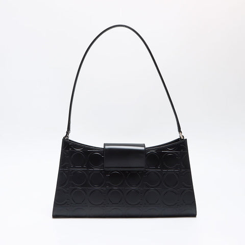 Salvatore Ferragamo Gancini embossed one belt Shoulder Bag black WS13592