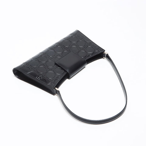 Salvatore Ferragamo Gancini embossed one belt Shoulder Bag black WS13592