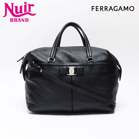 Salvatore Ferragamo Vara 2way Leather Boston bag black WS13593