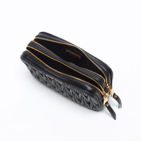 Miu Miu Nappa Leather Matelasse Shoulder Bag black WS13595