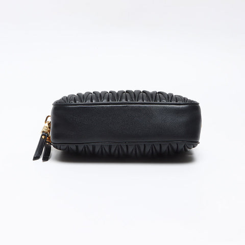 Miu Miu Nappa Leather Matelasse Shoulder Bag black WS13595