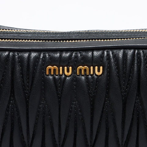 Miu Miu Nappa Leather Matelasse Shoulder Bag black WS13595