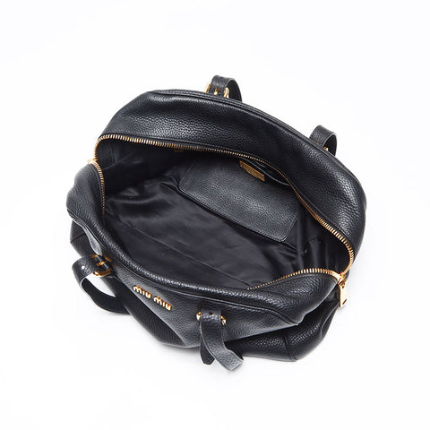 Miu Miu Leather mini Boston bag Shoulder Bag black WS13596