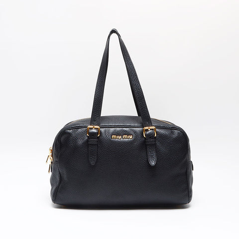 Miu Miu Leather mini Boston bag Shoulder Bag black WS13596