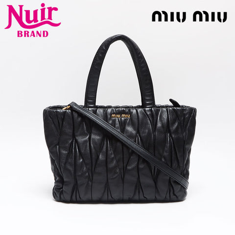 ミュウ ミュウ Miu Miu マテラッセ 2way レザー ハンドバッグ ブラック WS13598