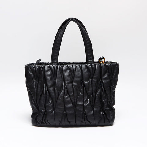 ミュウ ミュウ Miu Miu マテラッセ 2way レザー ハンドバッグ ブラック WS13598