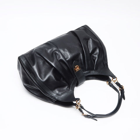 Salvatore Ferragamo Gancini leather Shoulder Bag black WS13599