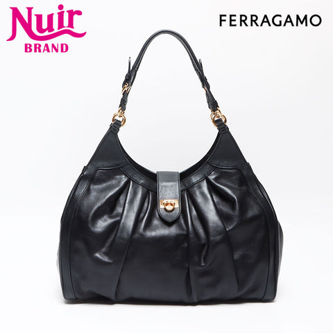 Salvatore Ferragamo Gancini leather Shoulder Bag black WS13599