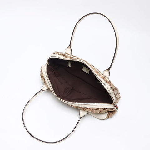 GUCCI GG Canvas Shelly Ribbon Shoulder Bag Beige white WS13601