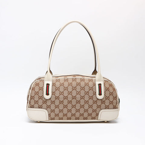 GUCCI GG Canvas Shelly Ribbon Shoulder Bag Beige white WS13601