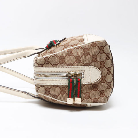 GUCCI GG Canvas Shelly Ribbon Shoulder Bag Beige white WS13601
