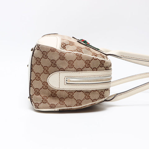 GUCCI GG Canvas Shelly Ribbon Shoulder Bag Beige white WS13601