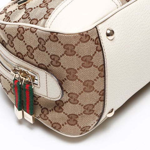 GUCCI GG Canvas Shelly Ribbon Shoulder Bag Beige white WS13601