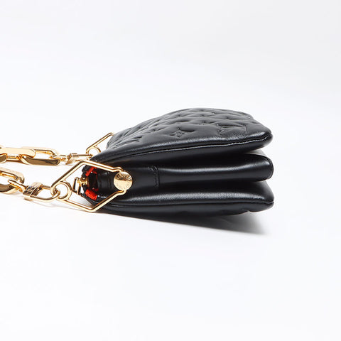 ルイ・ヴィトン LOUIS VUITTON モノグラムエンボス クッサンBB ショルダーバッグ ブラック WS13603