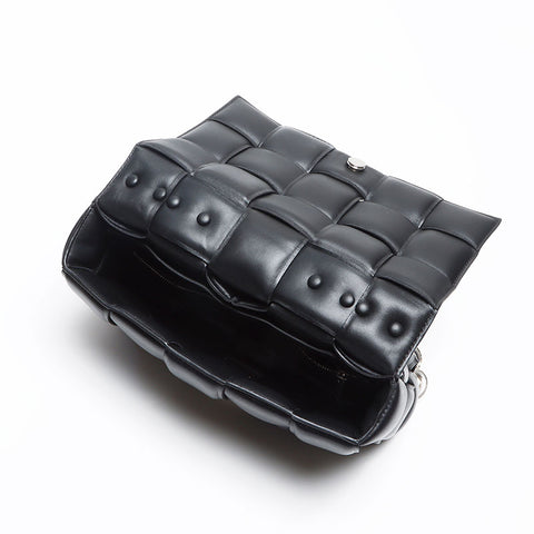 BOTTEGAVENETA Nappa INTRECCIATO Padded Chain Cassette Satchel Bag Shoulder Bag black WS13606