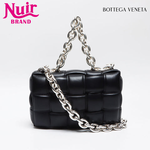 BOTTEGAVENETA Nappa INTRECCIATO Padded Chain Cassette Satchel Bag Shoulder Bag black WS13606