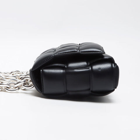 BOTTEGAVENETA Nappa INTRECCIATO Padded Chain Cassette Satchel Bag Shoulder Bag black WS13606