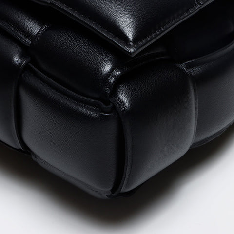 BOTTEGAVENETA Nappa INTRECCIATO Padded Chain Cassette Satchel Bag Shoulder Bag black WS13606