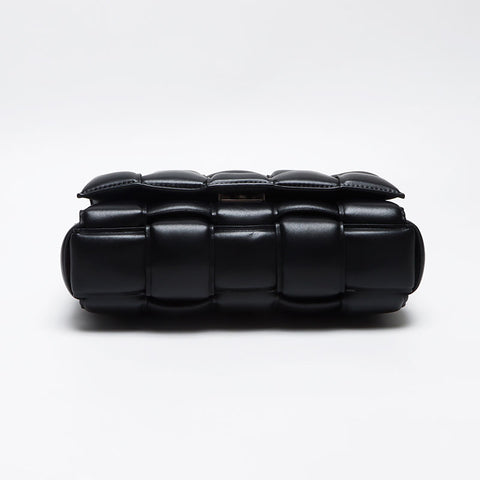 BOTTEGAVENETA Nappa INTRECCIATO Padded Chain Cassette Satchel Bag Shoulder Bag black WS13606