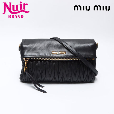 ミュウ ミュウ Miu Miu マテラッセ レザー ショルダーバッグ ブラック WS13607
