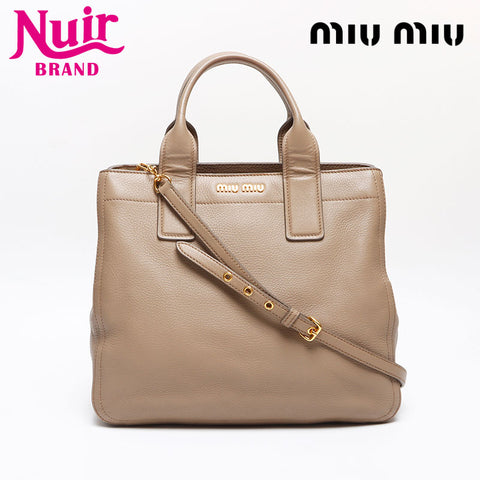 ミュウ ミュウ Miu Miu マドラス レザー ハンドバッグ ベージュ