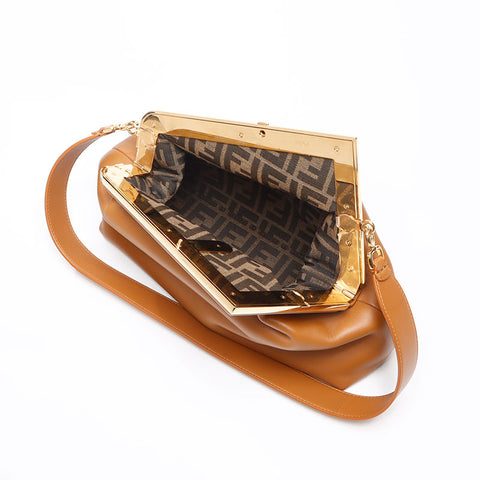 フェンディ FENDI レザー ファースト ショルダーバッグ ブラウン WS13616