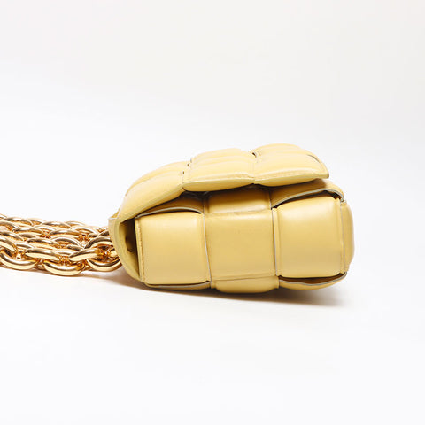 ボッテガヴェネタ BOTTEGAVENETA ナッパ イントレチャート パデッド チェーン カセット サッチェルバッグ ショルダーバッグ イエロー WS13617