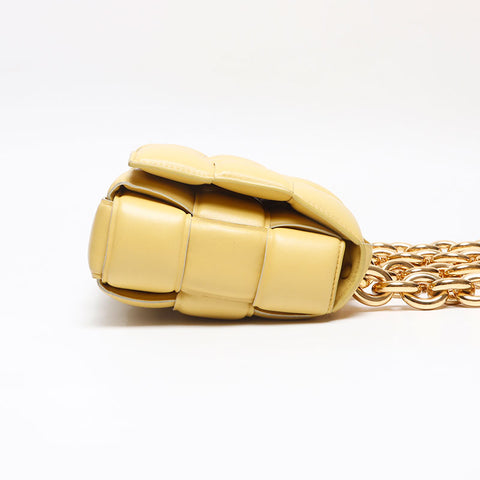ボッテガヴェネタ BOTTEGAVENETA ナッパ イントレチャート パデッド チェーン カセット サッチェルバッグ ショルダーバッグ イエロー WS13617