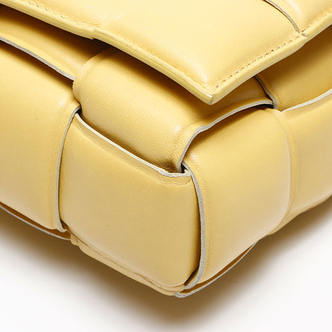 ボッテガヴェネタ BOTTEGAVENETA ナッパ イントレチャート パデッド チェーン カセット サッチェルバッグ ショルダーバッグ イエロー WS13617