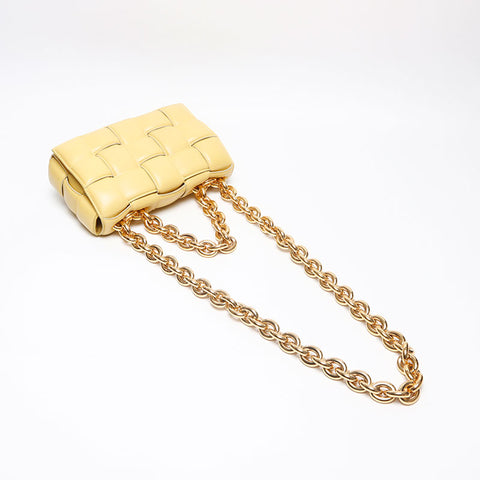 BOTTEGAVENETA Nappa INTRECCIATO Padded Chain Cassette Satchel Bag Shoulder Bag yellow WS13617