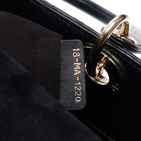クリスチャンディオール Christian Dior レディディオール カナージュ ラムスキン ミディアム ショルダーバッグ ブラック WS13619