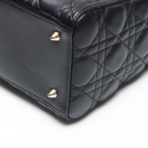 クリスチャンディオール Christian Dior レディディオール カナージュ ラムスキン ミディアム ショルダーバッグ ブラック WS13619