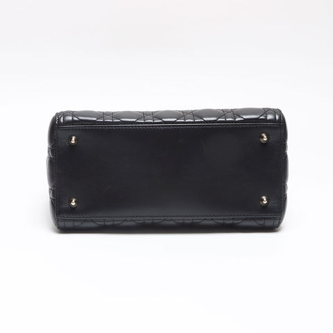クリスチャンディオール Christian Dior レディディオール カナージュ ラムスキン ミディアム ショルダーバッグ ブラック WS13619