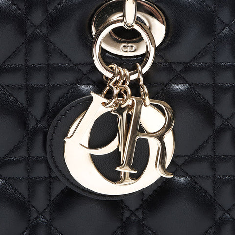 クリスチャンディオール Christian Dior レディディオール カナージュ ラムスキン ミディアム ショルダーバッグ ブラック WS13619