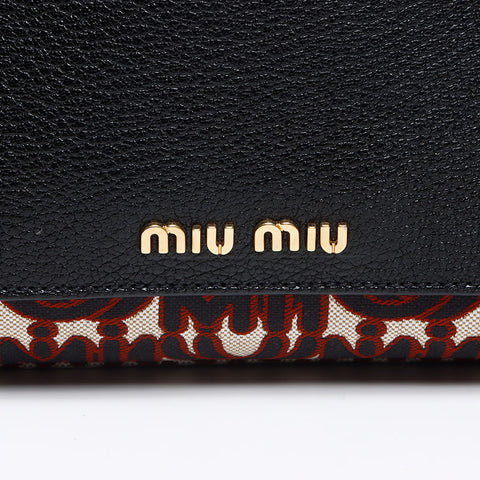 ミュウ ミュウ Miu Miu ジャガード 2way マルチカラー ハンドバッグ ブラック WS13620