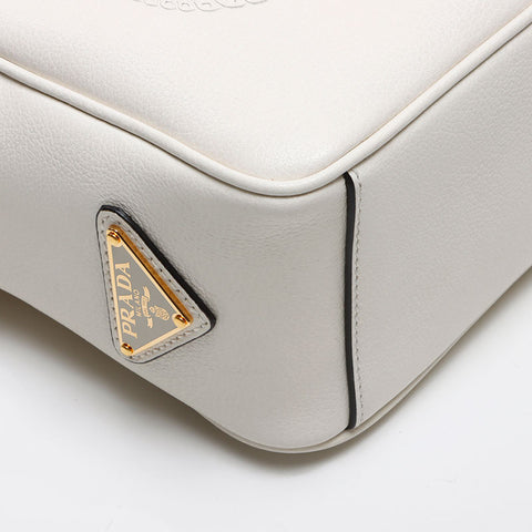 プラダ PRADA グレースカーフ レザー ロゴ ショルダーバッグ ホワイト WS13621