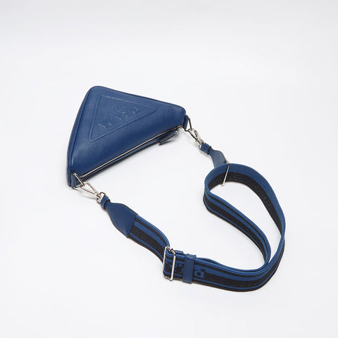 プラダ PRADA トライアングル レザー ショルダーバッグ ブルー WS13622