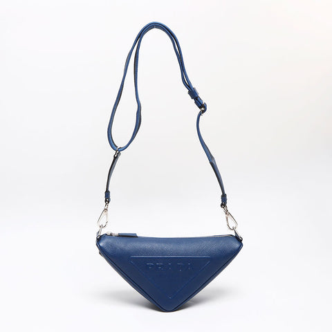 プラダ PRADA トライアングル レザー ショルダーバッグ ブルー WS13622