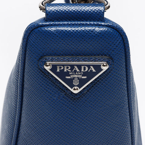 プラダ PRADA トライアングル レザー ショルダーバッグ ブルー WS13622