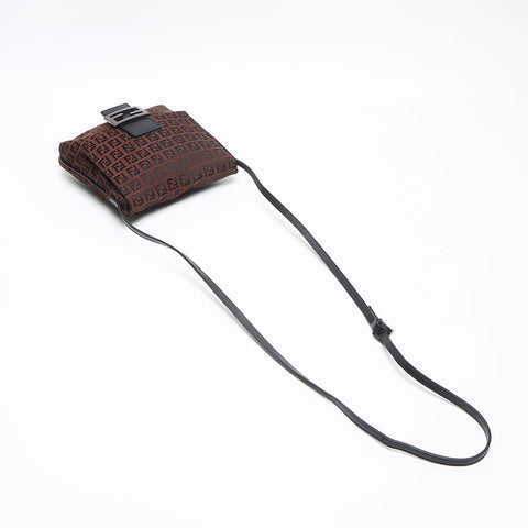 FENDI Mini Zucchino Mamma Shoulder Bag Brown WS13624